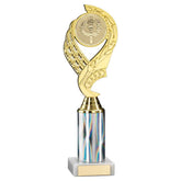GOLD/SILVER 'OLYMPIC' HOLDER ASSEMBLED ON MARBLE (2" CEN/3" TUBE) - 10in